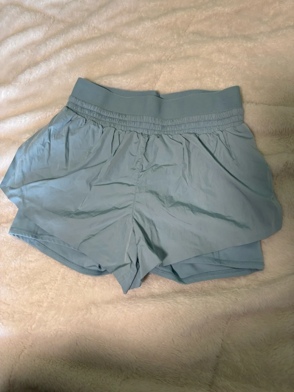 Yogalicious Light Blue Athletic Active Workout Yoga Gym Running Shorts